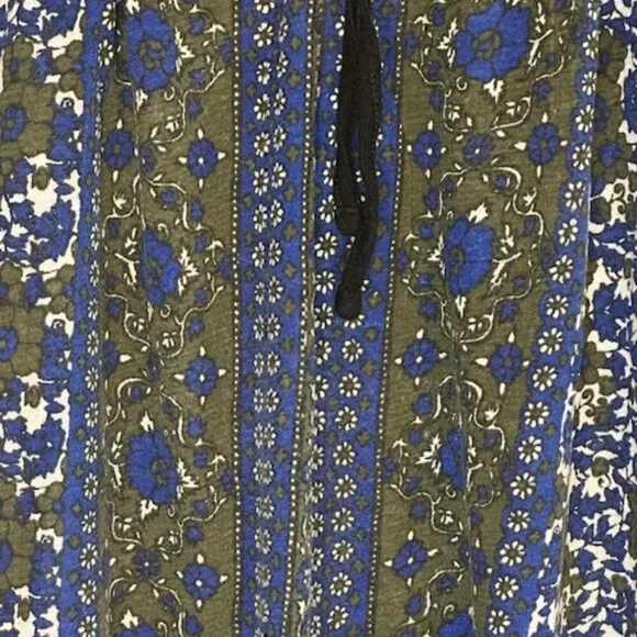 Lucky Linen Blend Peasant Top Blue‎ Green - Picture 5 of 5